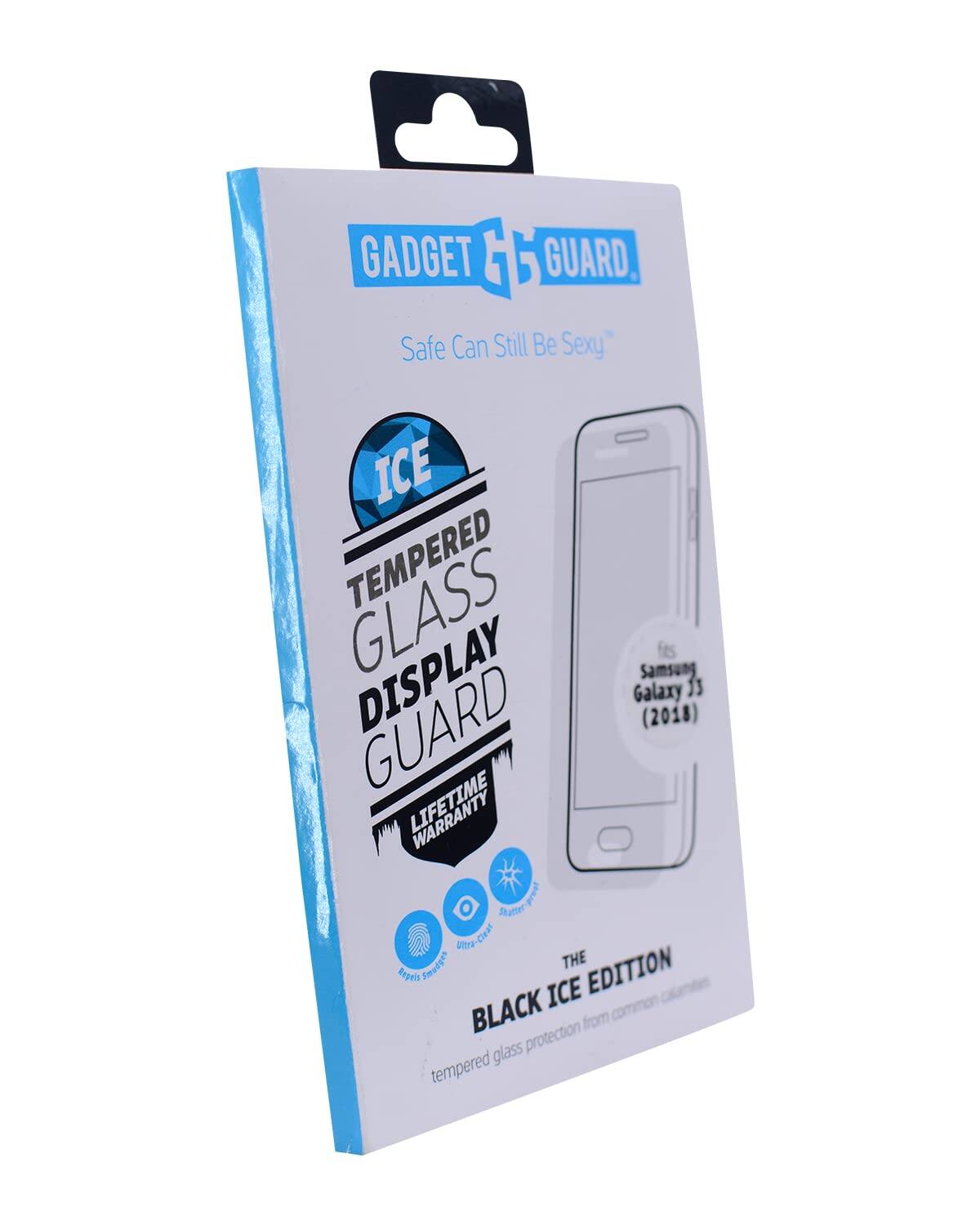 Gadget Guard  
Safe Can Still Be Sexy  

ICE  
Tempered Glass Display Guard  

Lifetime Warranty  

The Black Ice Edition  
Tempered glass protection from common scratches  

Samsung Galaxy J3 (2016)
