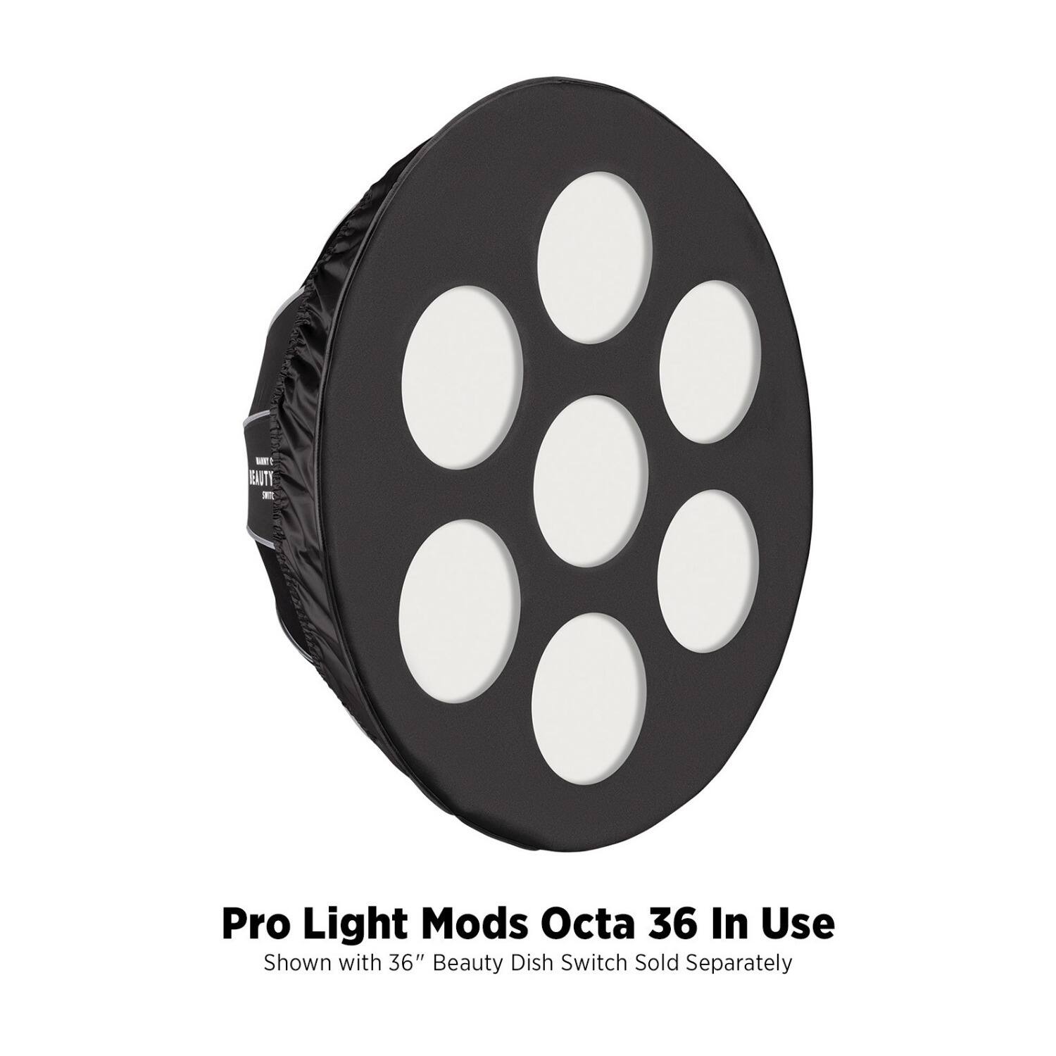 Pro Light Mods Octa 36 In Use  
Shown with 36" Beauty Dish  
Beauty Dish Switch Sold Separately
