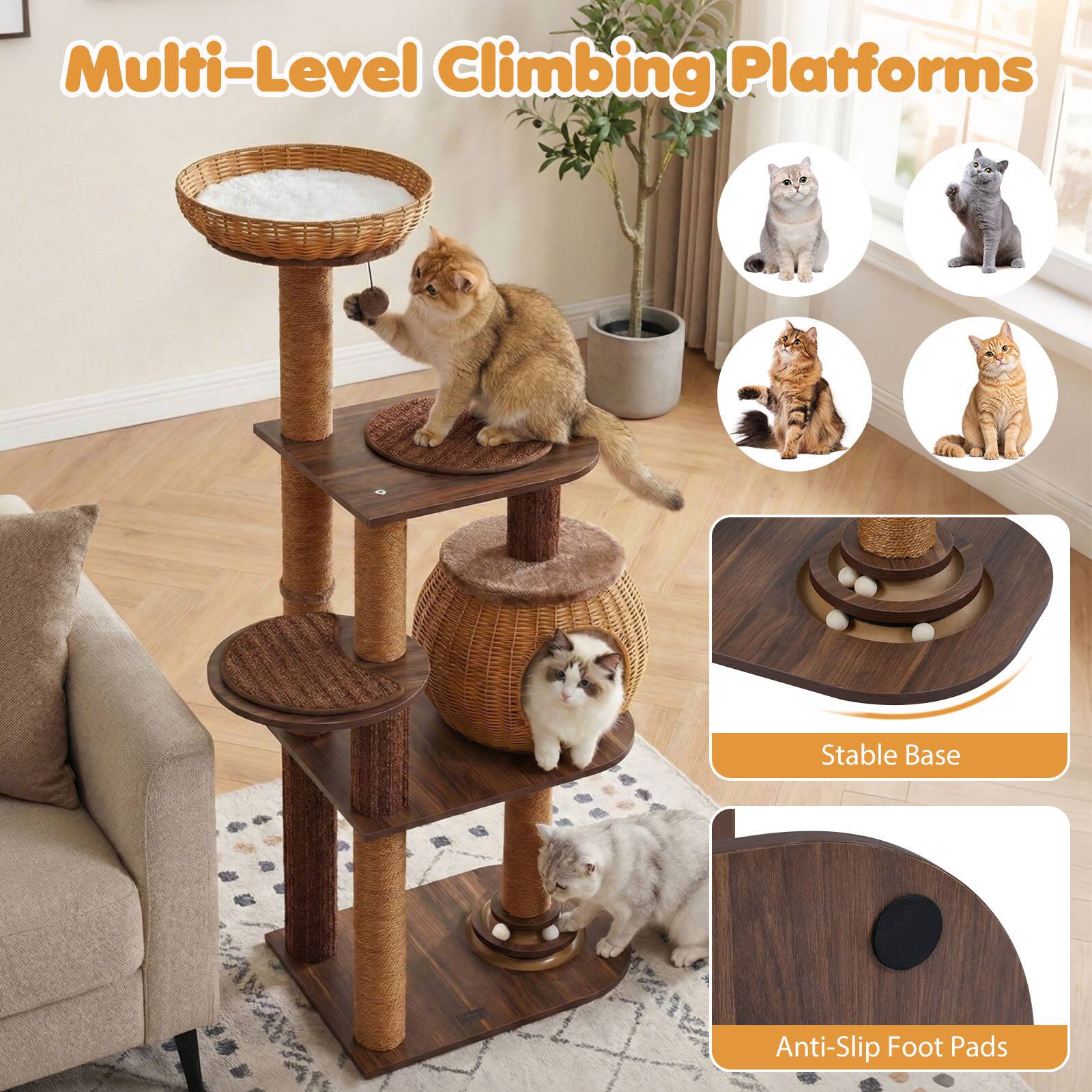 Multi-Level Climbing Platforms  
Stable Base  
Anti-Slip Foot Pads