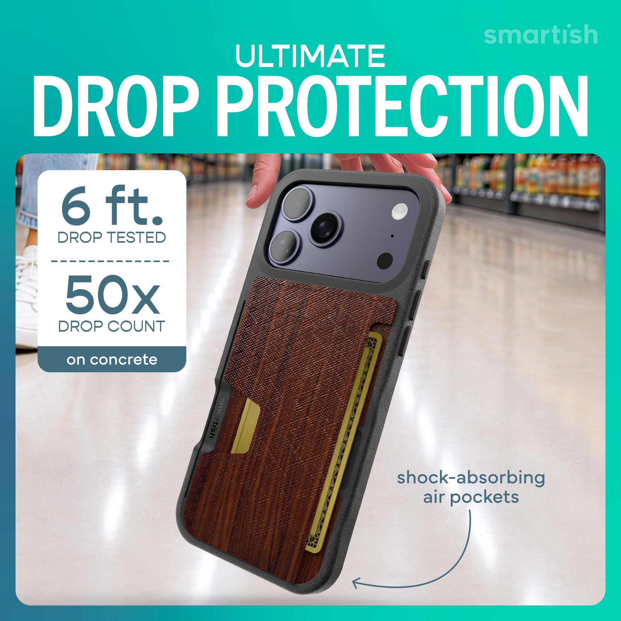 smartish ULTIMATE DROP PROTECTION  
6 ft. DROP TESTED  
50x DROP COUNT  
on concrete  
shock-absorbing air pockets