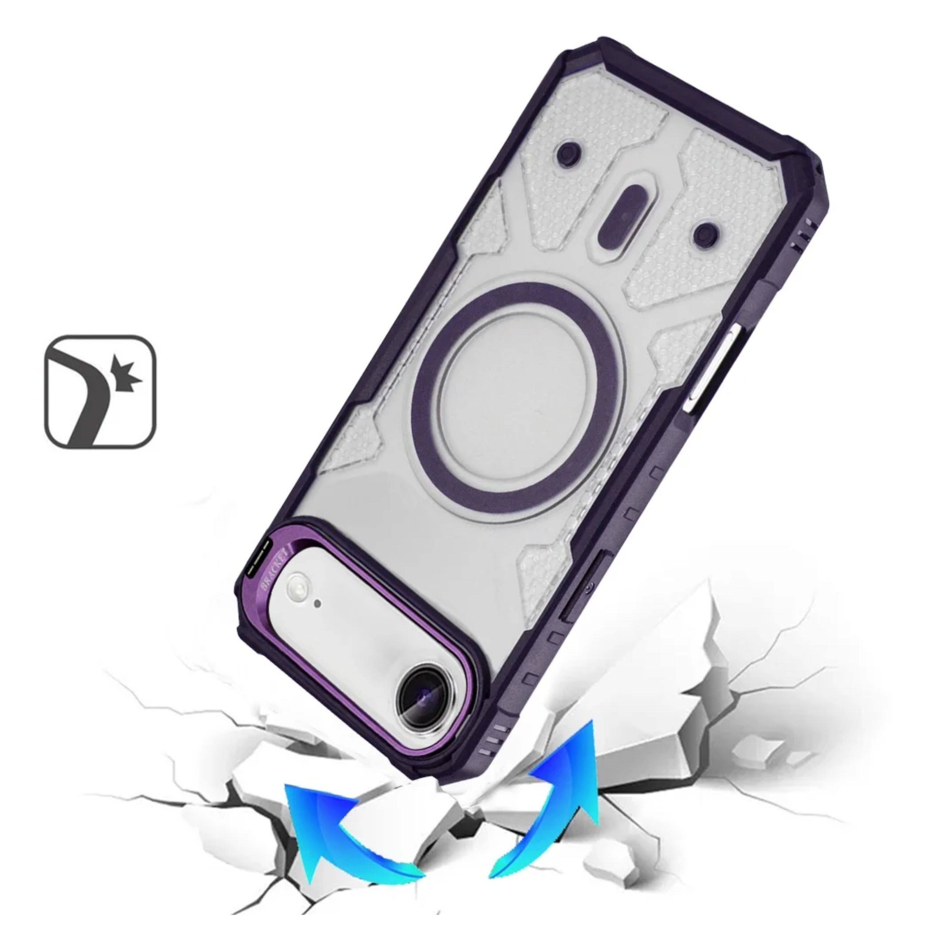 Left. Kitcheniva - Rugged Camera Stand Magnetic Circle With Tempered Glass For iPhone Air Dark Purple - Dark Purple.