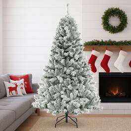 BreeBe - Holiday Ready 6/7/8 FT Artificial Christmas Tree with Fast Shaping Branches - White