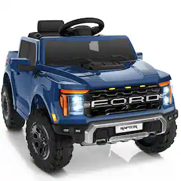 FIRST RIDE ON - 12V Kids Ride on Truck for Toddlers Licensed Ford F-150 Raptor Electric Car with Remote Control and Truck Bed Storage - Blue