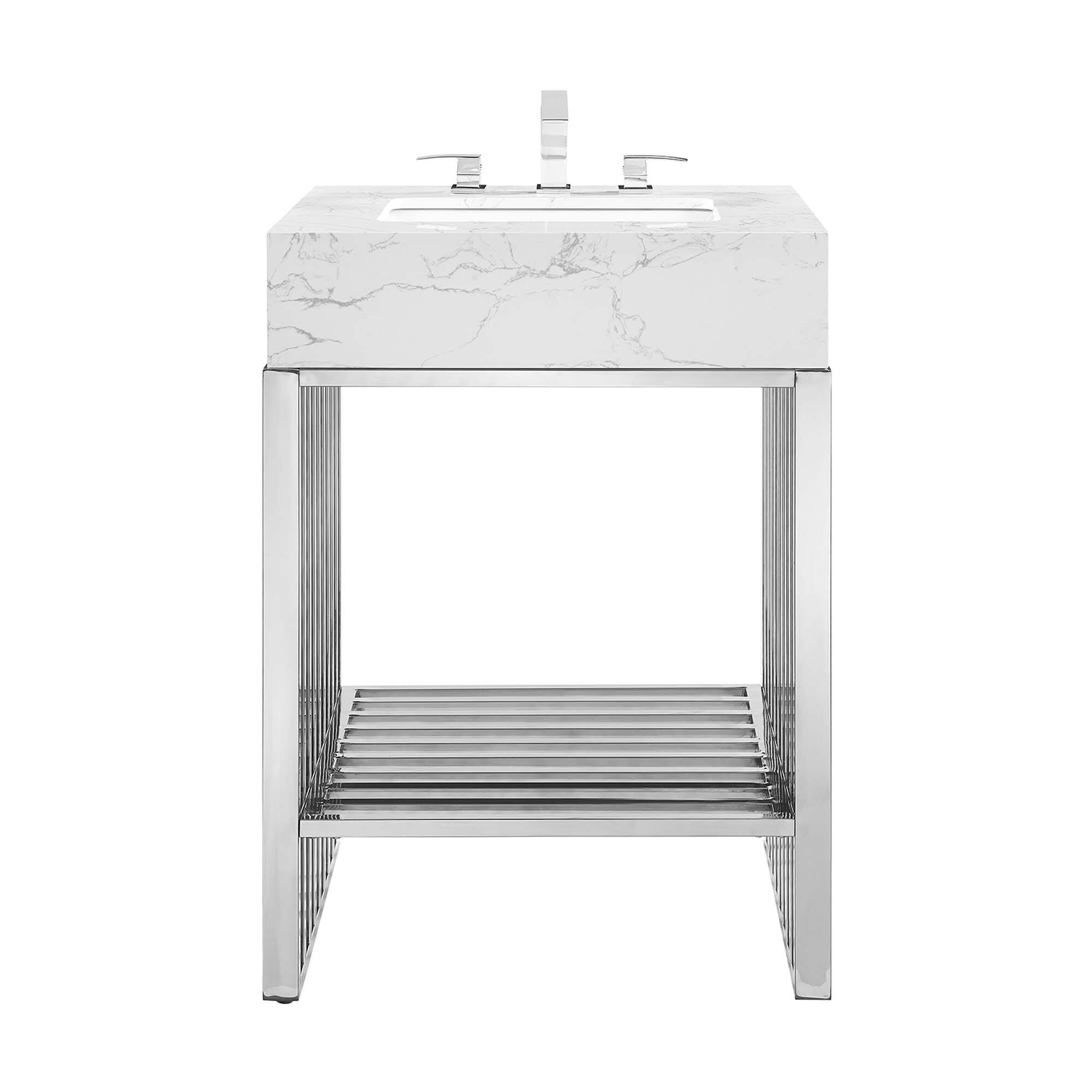 Alt View 2. Modway - Gridiron Bathroom Vanity Basin Included by Modway - White Silver.