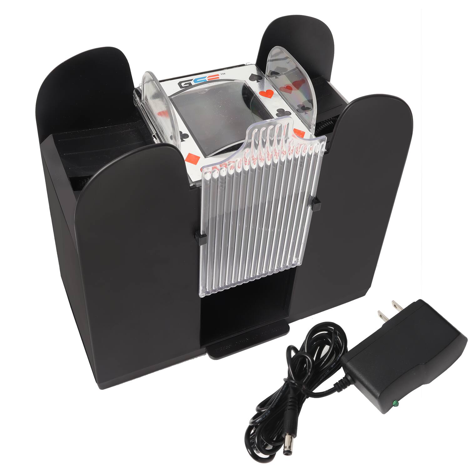 GSE Games & Sports Expert - 1-6 Deck Casino Automatic Card Shuffler. AC/DC-Power & Battery-Operated Shuffler Machine for Playing Cards