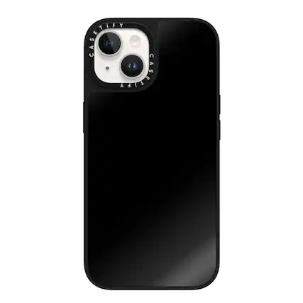 Front. CASETiFY - Mirror Case with MagSafe for Apple iPhone 15 - Black with Black Bumper.