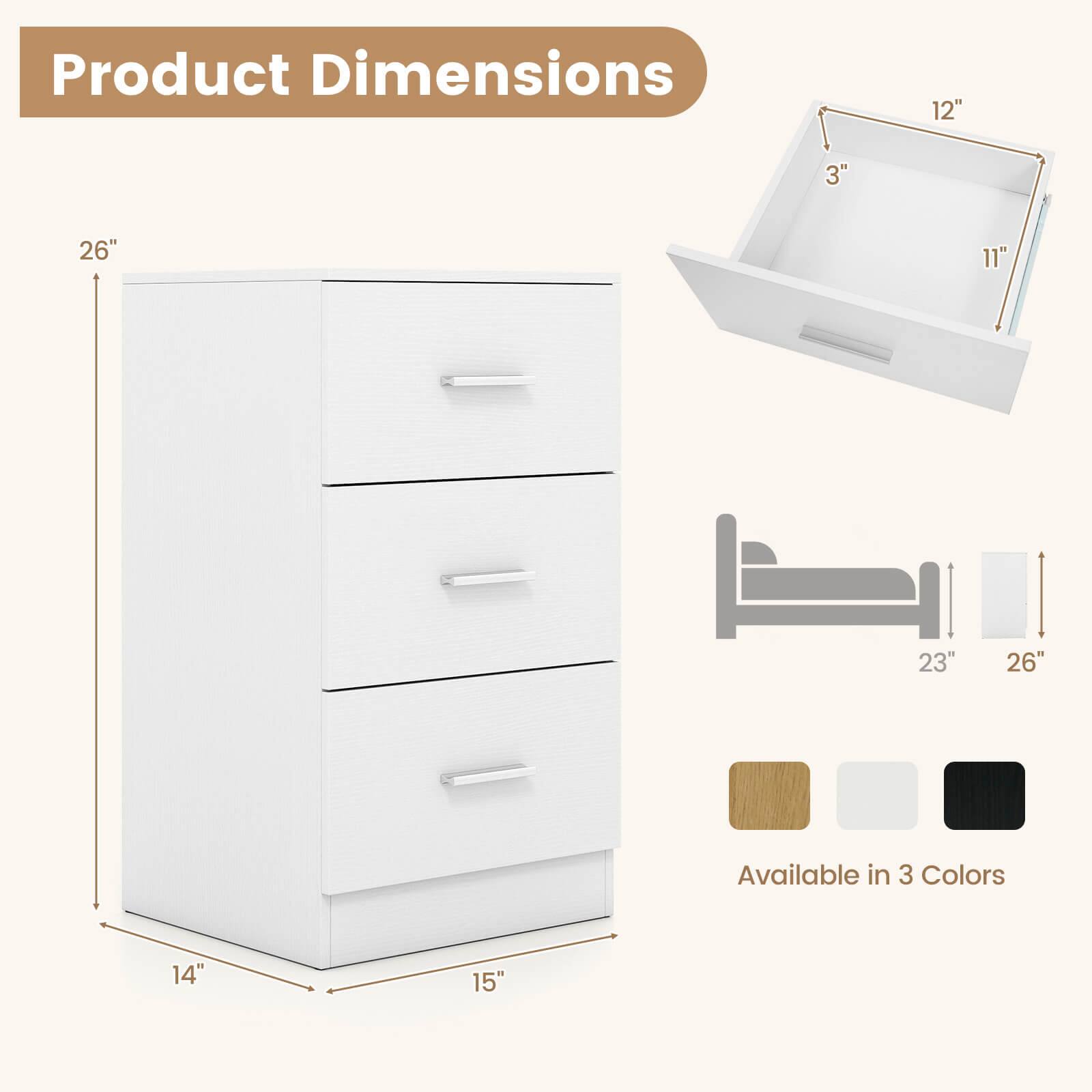 Product Dimensions: 12" x 3" x 11" x 26" x 23" x 26"  
Available in 3 Colors: 14" x 15"