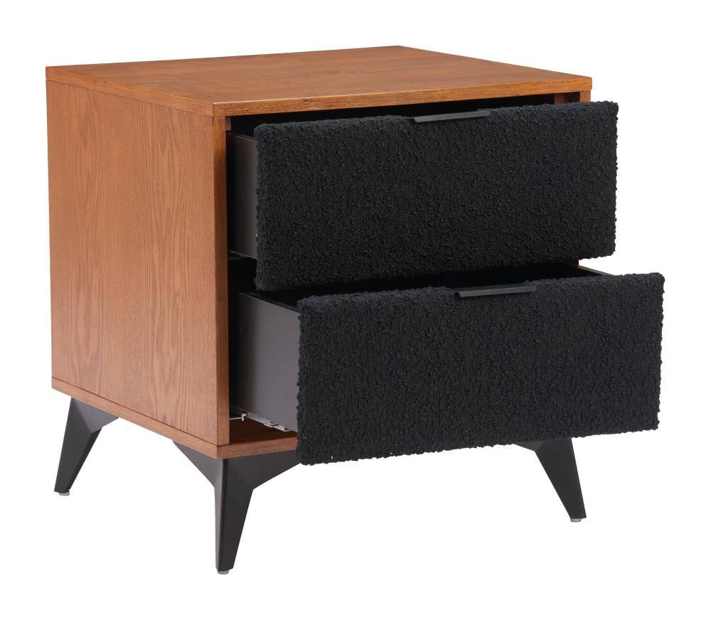 Alt View 3. Hivvago - Zarif Nightstand Black & Walnut - Black & Walnut.