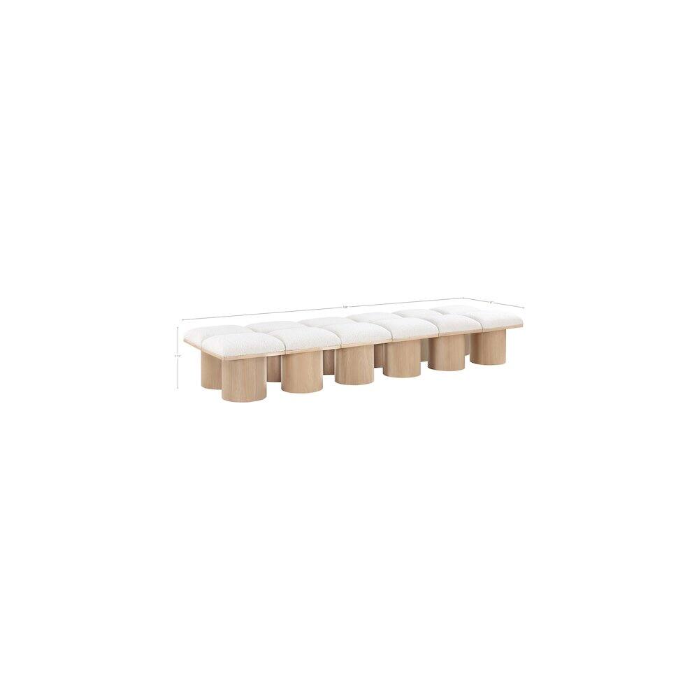 Alt View 4. Meridian Furniture - Pavilion Cream Boucle Fabric Bench - Beige.