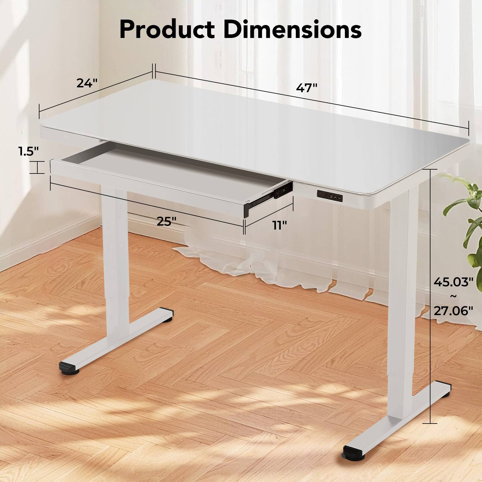 Product Dimensions 24" 47" 1.5" 25" 11" 45.03" ~ 27.06"