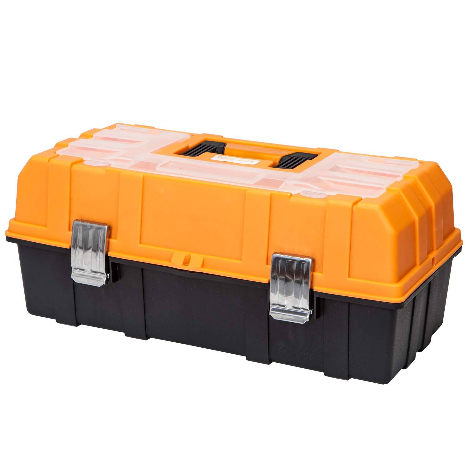 Alt View 4. Fabibe - 17-inch Plastic Tool Box 3-tiers Multi-function Storage Portable Toolbox Organizer Black/orange Atrjh-3430t - 17 inch plastic toolbox.