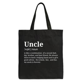 OrnamentallyYou - Uncle Definition Canvas Tote Bag, Funny Family Gift Shopper - Black