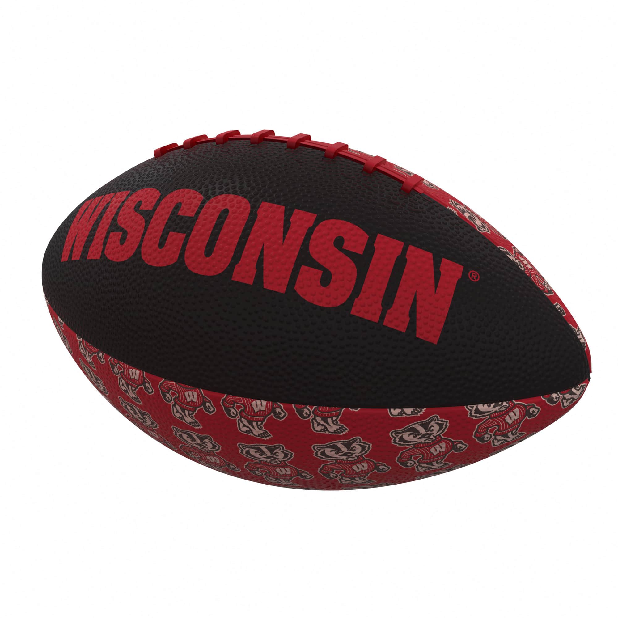 Front. Logo Brands - Wisconsin Badgers Mini Rubber Football - Multicolor.