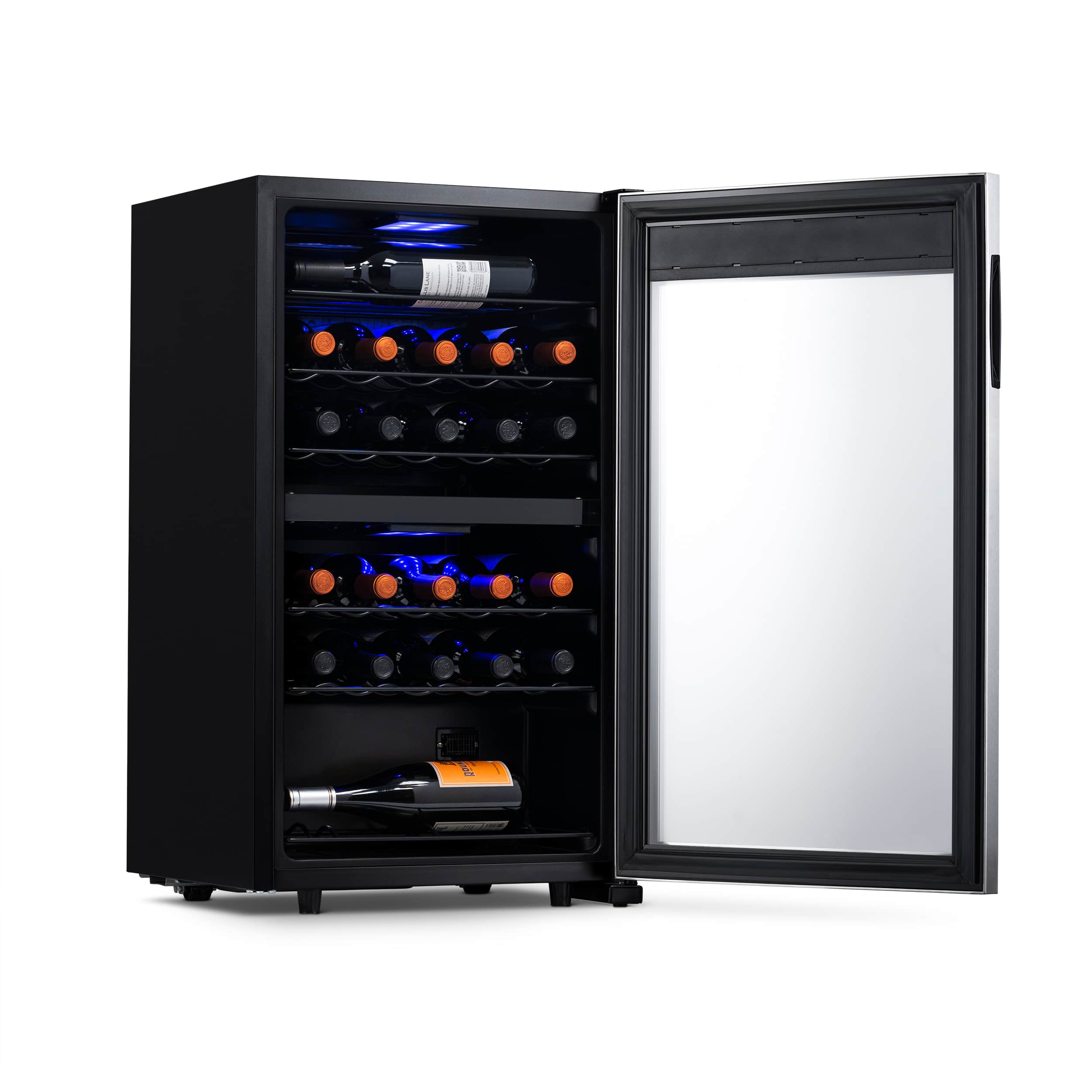 Alt View 12. NewAir - Freestanding 28 Bottle Dual Zone Compressor Wine Fridge with Adjustable Racks and Exterior Digital Thermostat - Stainless Steel.