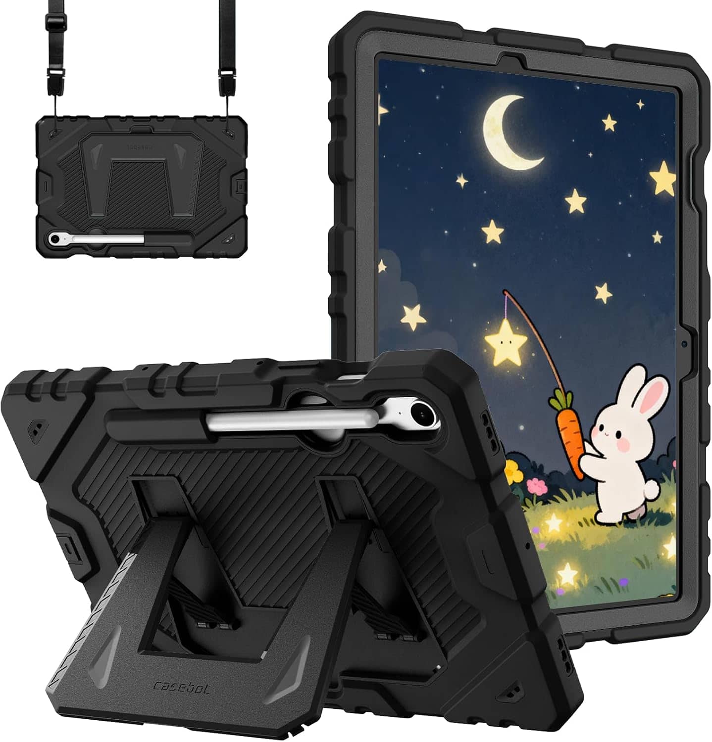 Fintie - Kid-Friendly Case for Samsung Galaxy Tab S10 Lite/S10 FE/S9 FE/S9 Rugged Shockproof Case with Kickstand & Shoulder Strap - Black price history on PriceWatchPro