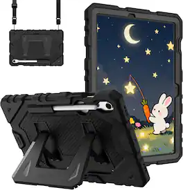 Fintie - Kid-Friendly Case for Samsung Galaxy Tab S10 Lite/S10 FE/S9 FE 10.9" & Tab S9 11", Heavy Duty Rugged Kickstand Cover - Black