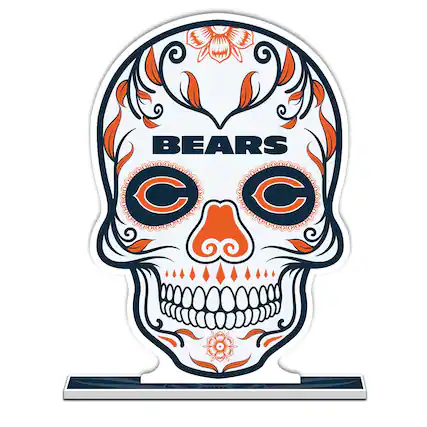 Front. UPI Marketing - Chicago Bears 10" Sugar Skull Standee - Multicolor.