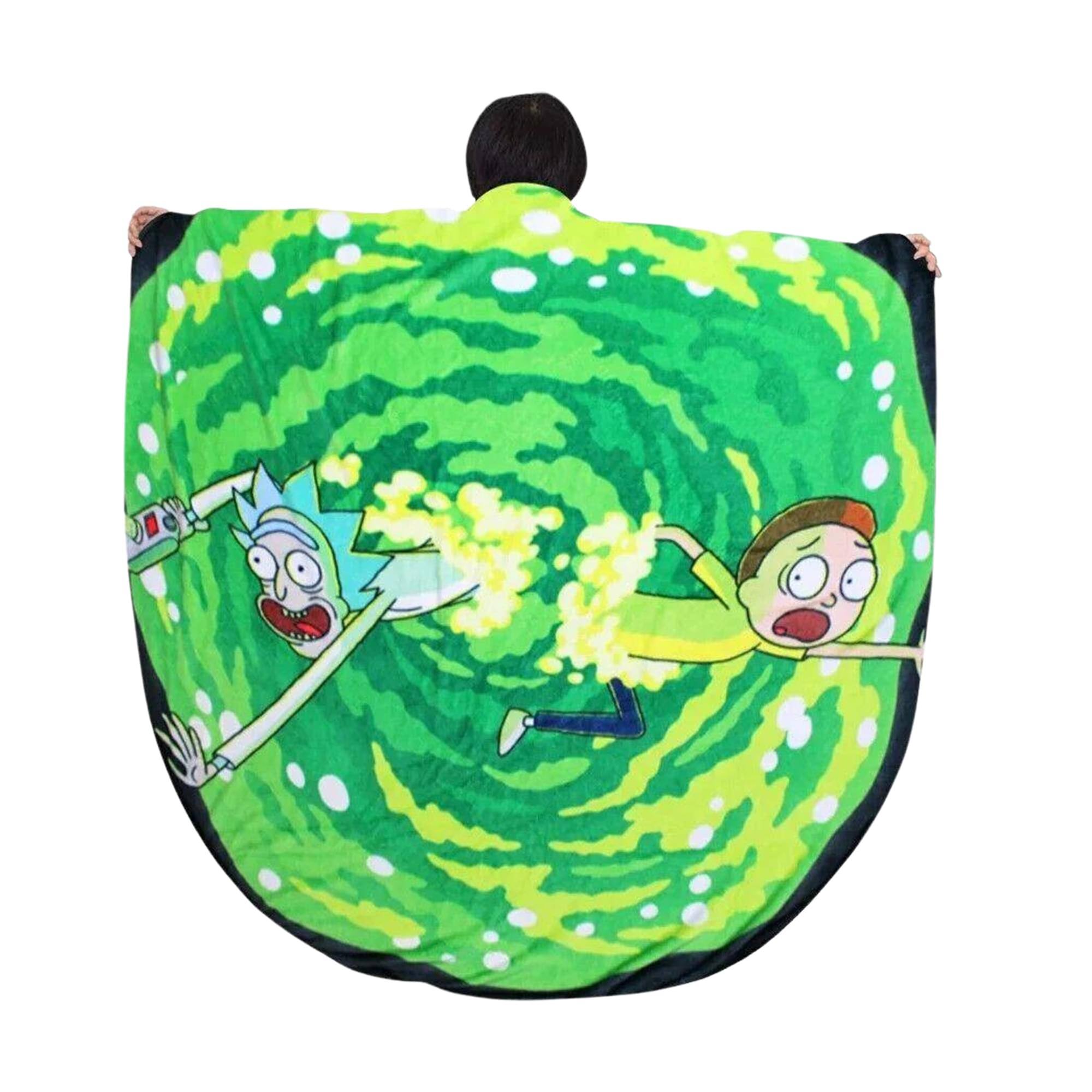 Alt View 1. Just Funky - Rick and Morty Round Portal 48 Inch Fleece Throw Blanket - Green.