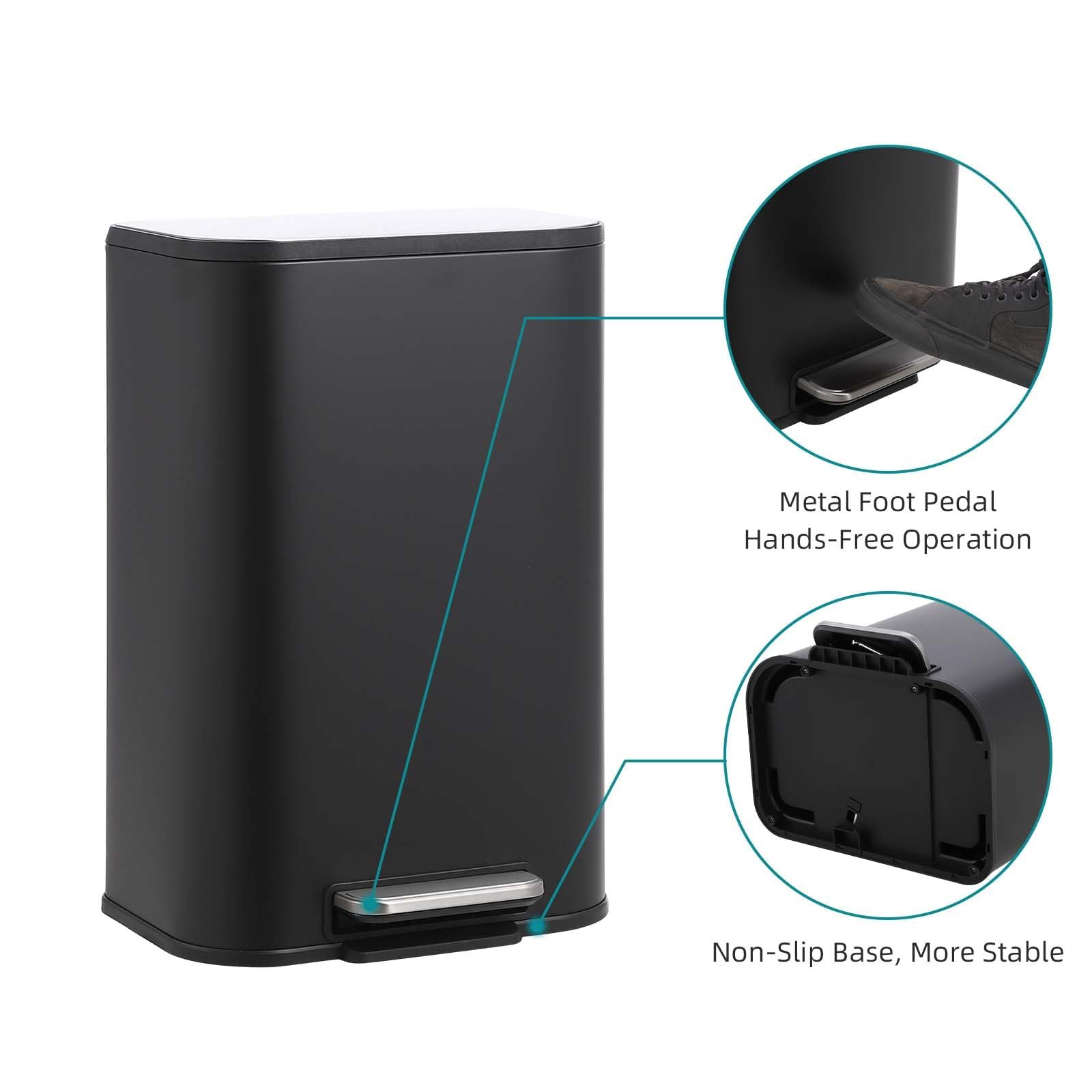 Metal Foot Pedal  
Hands-Free Operation  

Non-Slip Base, More Stable