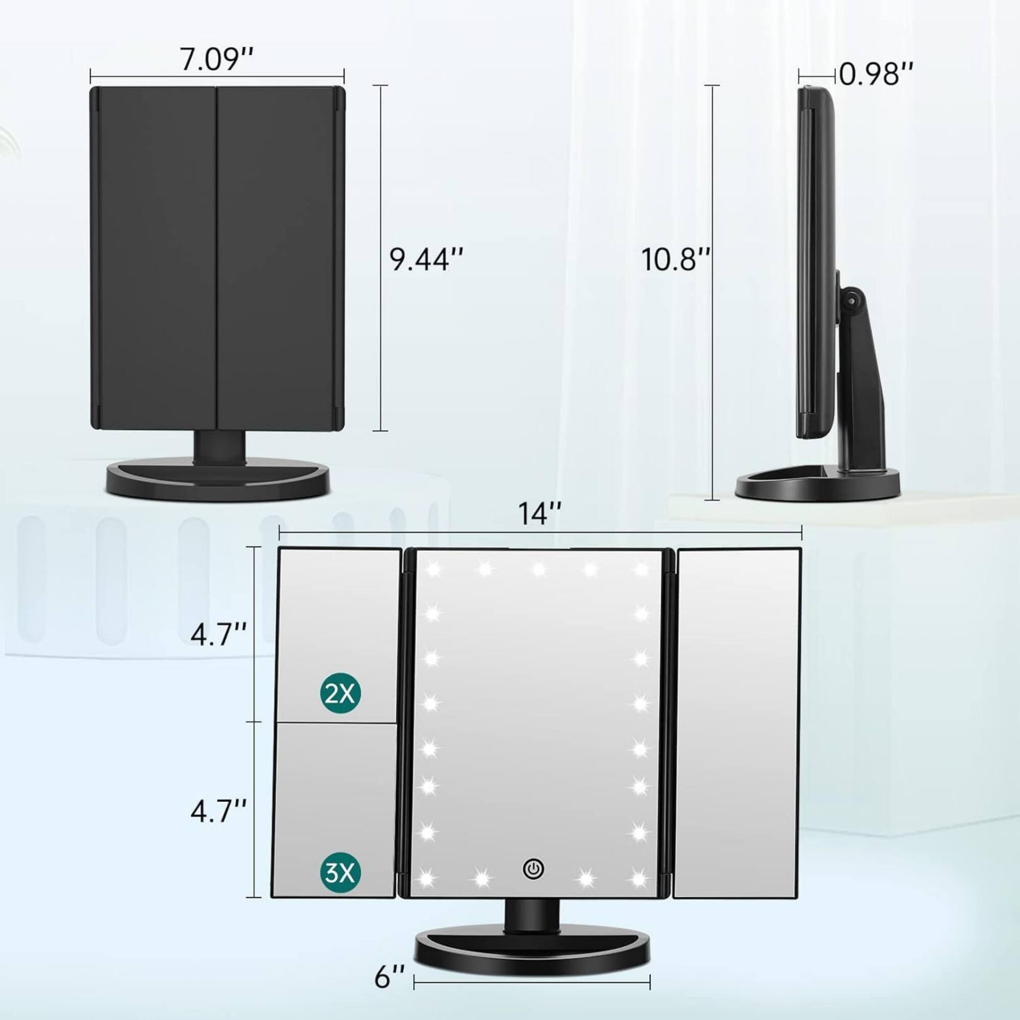 7.09"  
0.98"  
9.44"  
10.8"  
14"  
4.7"  
2X  
4.7"  
3X  
6"
