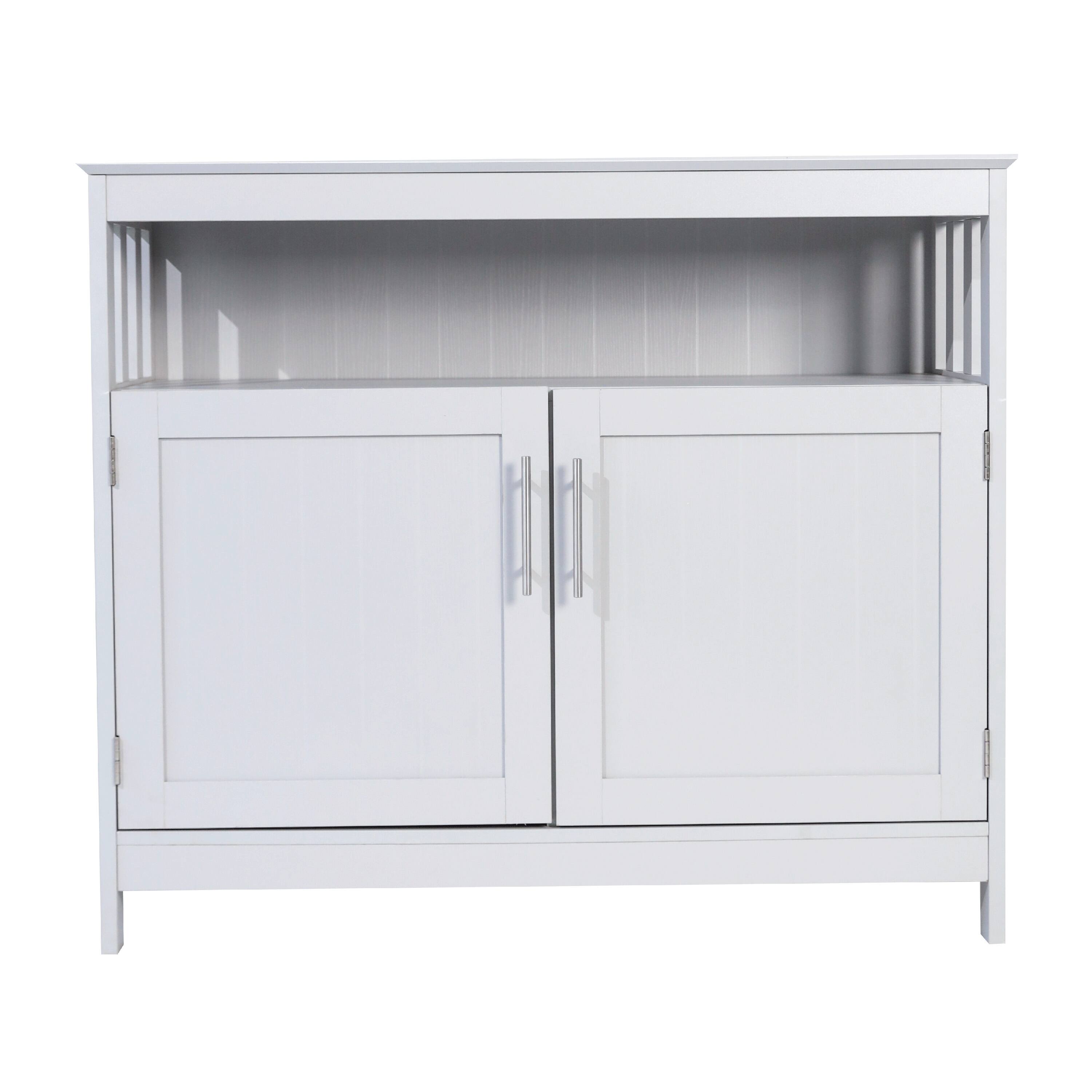 Alt View 8. Emma + Oliver - Shereen 40 Inch Buffet and Sideboard with Open Storage Shelf and Double Door Storage Cabinet - Gray.