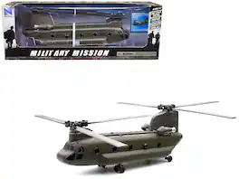 Boeing CH-47 Chinook Aircraft "United States Army" "Military Mission" Series 1/60 Diecast Model by New Ray - Olive Drab