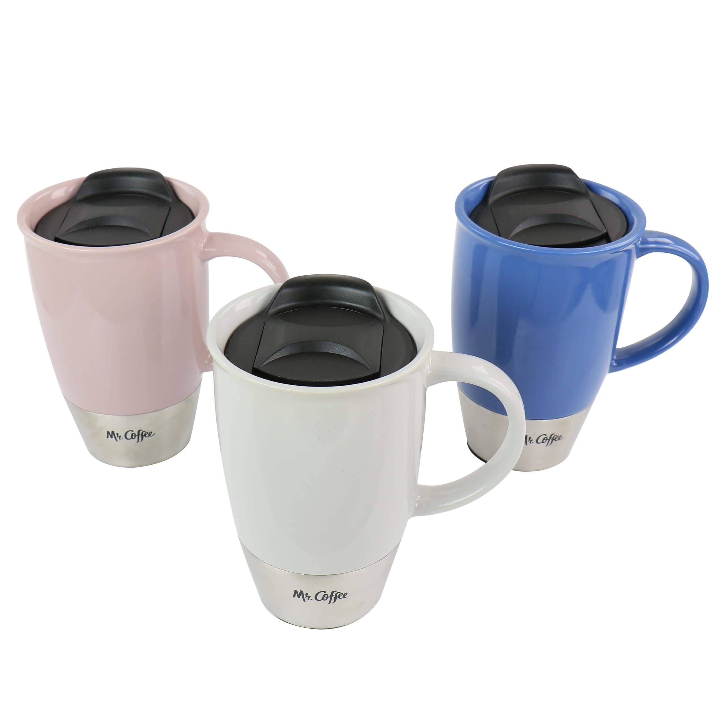 Mr. Coffee - Mr. Coffee14 oz Stoneware Travel Mug Set of 3 - Assorted