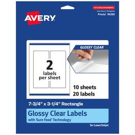 Avery - Glossy Rectangle Labels, 7.75" x 3.25", 20 Labels - Clear