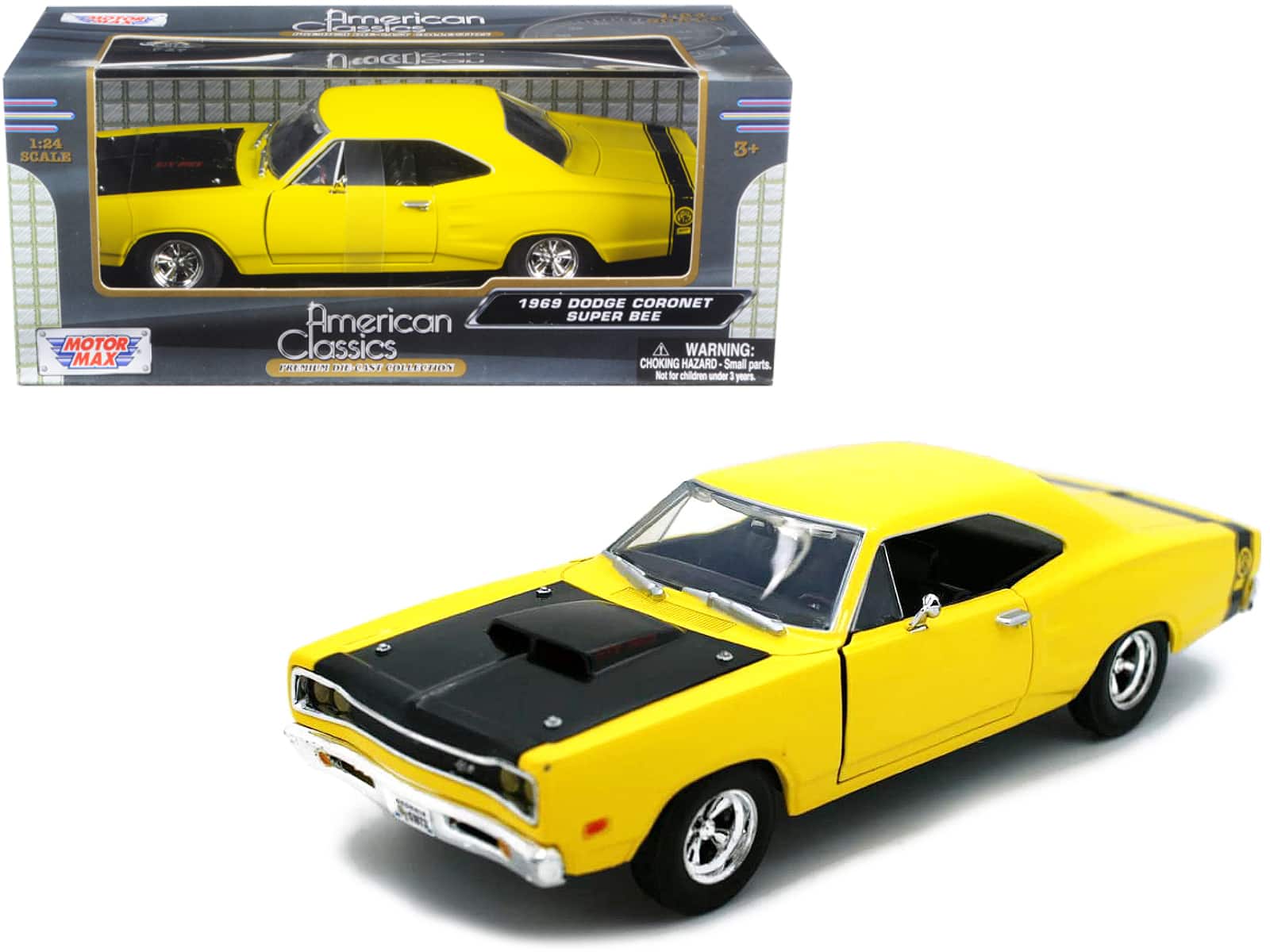 1969 Dodge Coronet Super Bee Yellow 1/24 Diecast Car Model by Motormax price history on PriceWatchPro