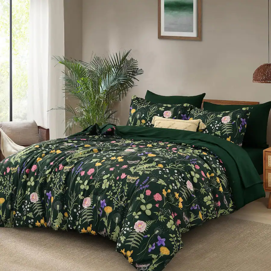 Paradigms Interiors Comforter Set 7 Piece Dark Floral Bedding Bed In A ...