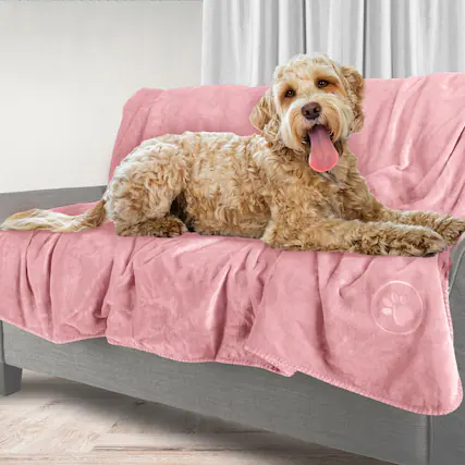 Front. PetMaker - Dog Blanket 80x100in Sherpa Blanket Throw Blankets for Bed, Couch, Crate, or Car Machine Washable Puppy Essentials - Pink.