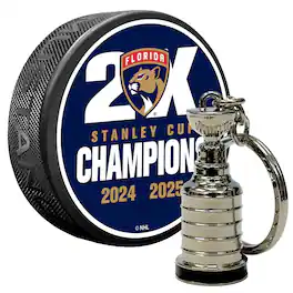 Mustang Drinkware - Florida Panthers Two-Time Stanley Cup Champions Puck & Keychain - Multicolor