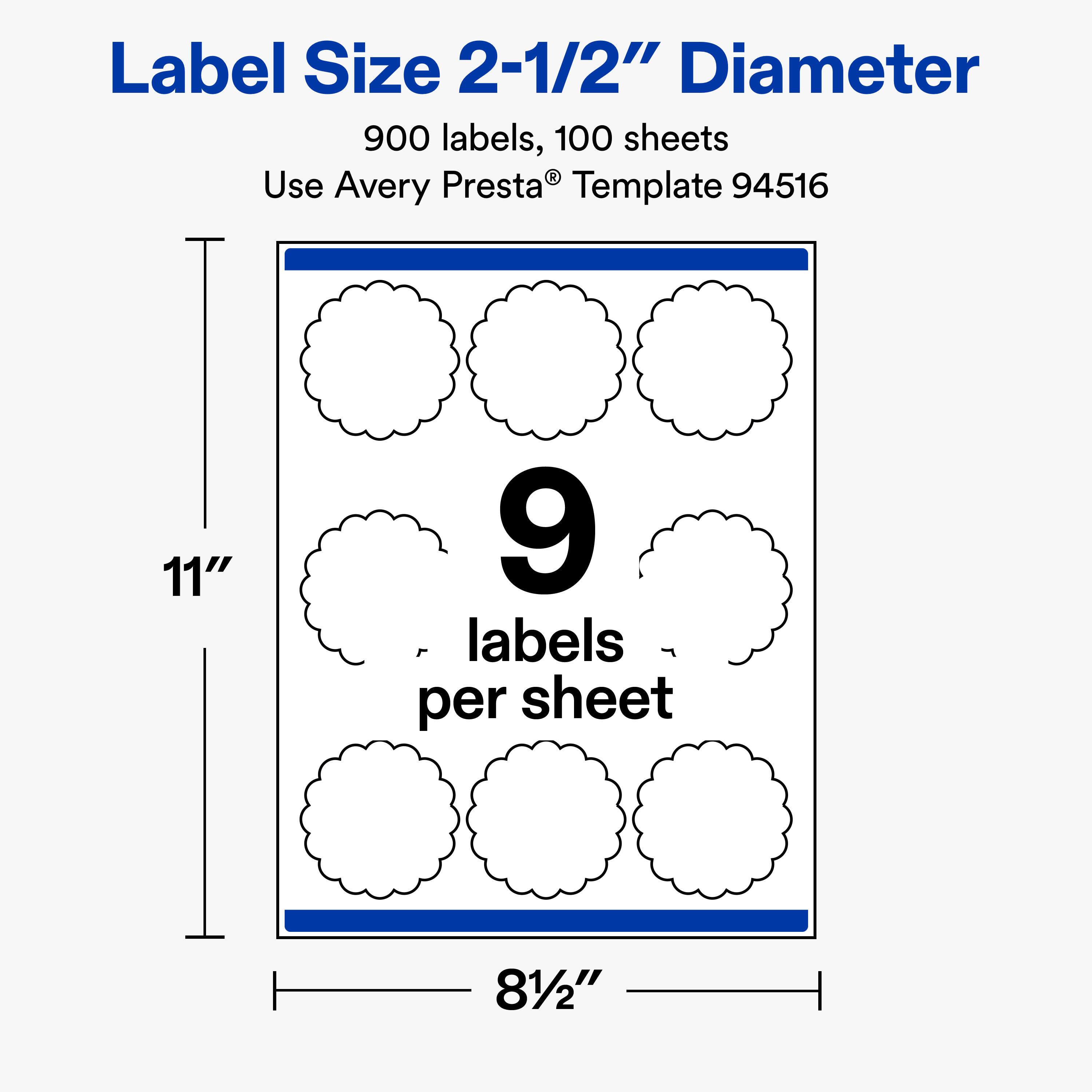 Avery Avery® Round Scalloped Labels, 2.5