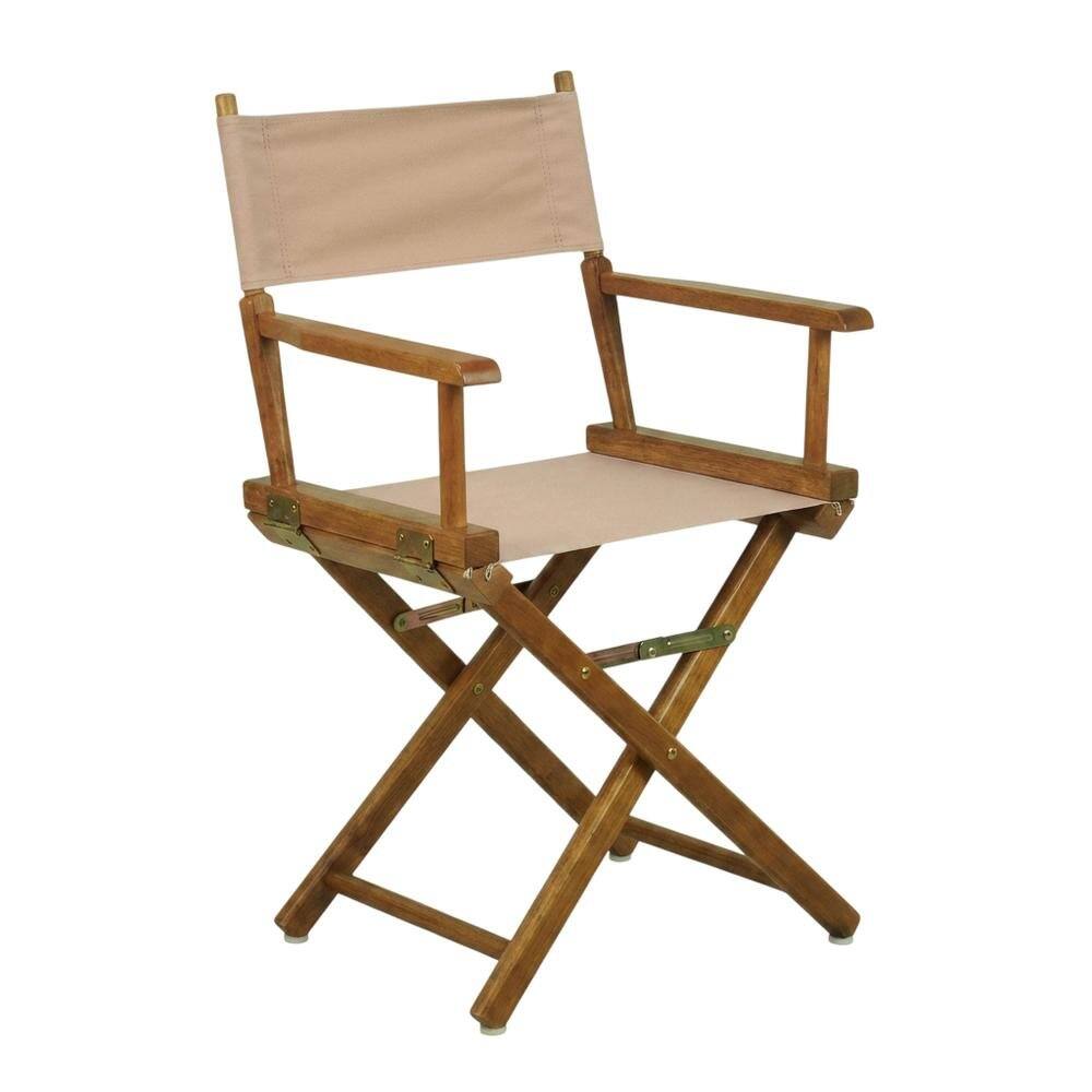 Left. FurniFact - Tan Director's Chair - Honey Oak Frame/Tan Canvas.