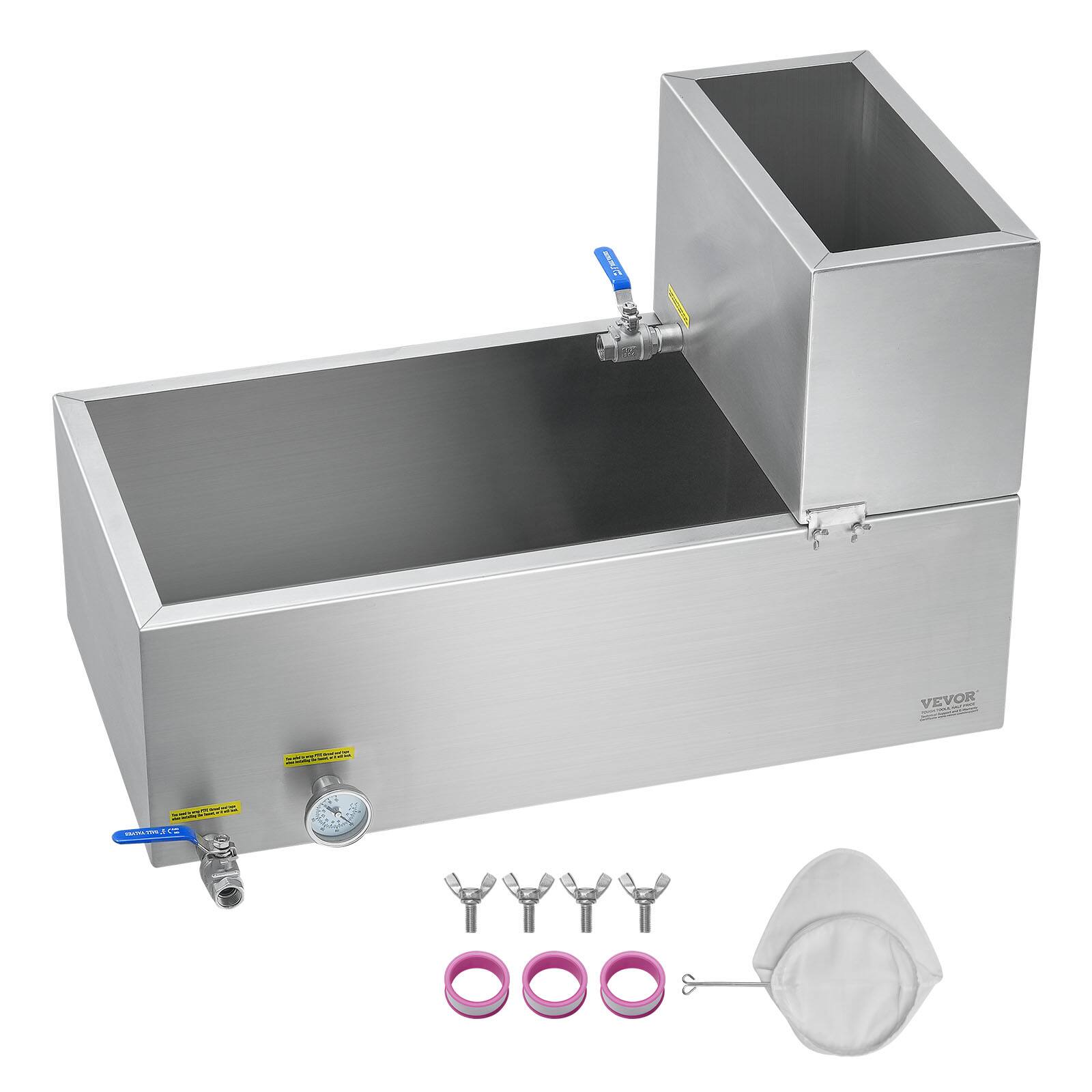 Alt View 5. VEVOR - Maple Syrup Evaporator Pan, 19.6 Gallon, 285 Cups of 8.8oz Maple Syrup, Flat Evaporator Pan with Thermometer - Silver.