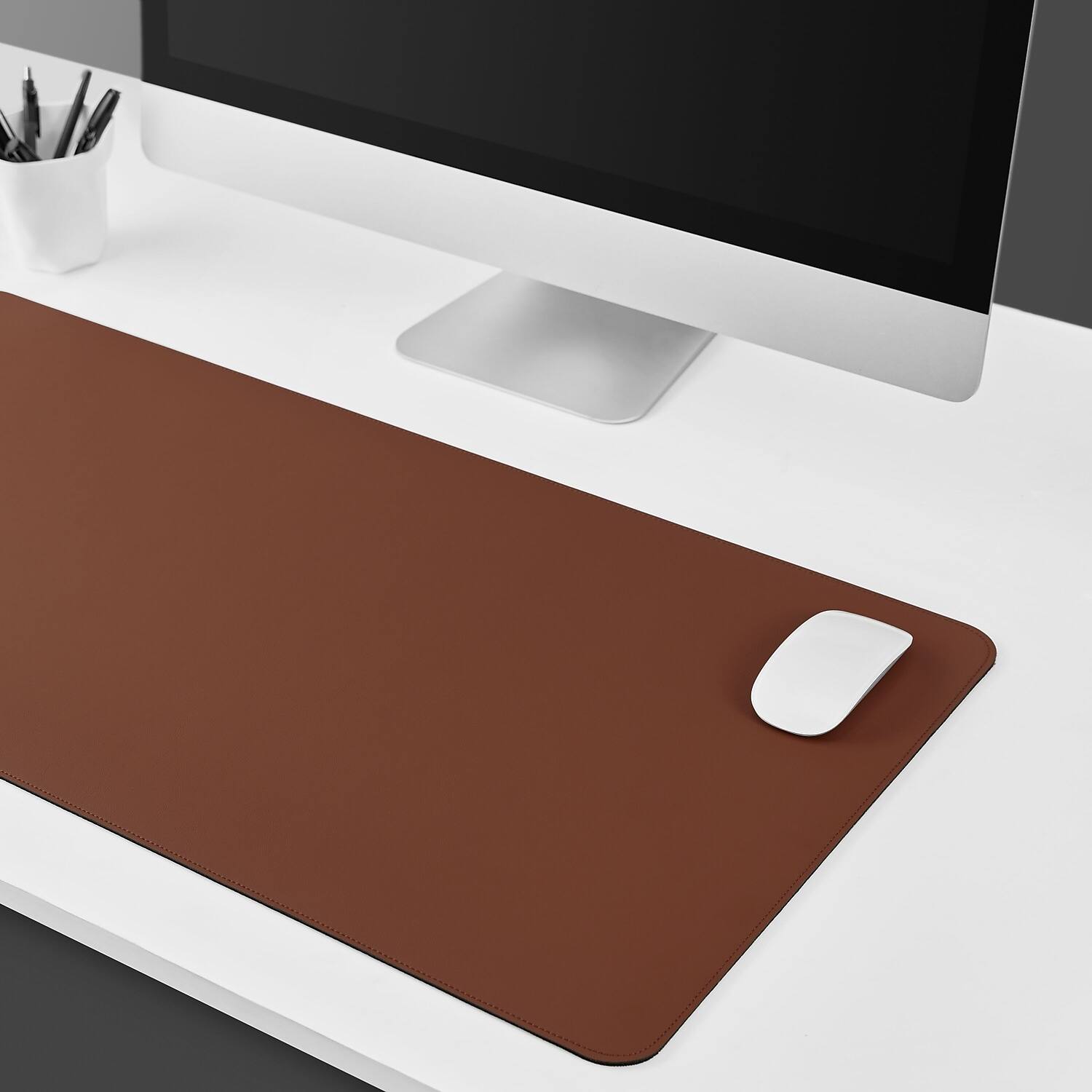 Alt View 5. Staples TECH - Staples TECH Anti-Slip Faux Leather Desk Pad, 31.5" x 15.7", Brown (ST62544) - Brown.