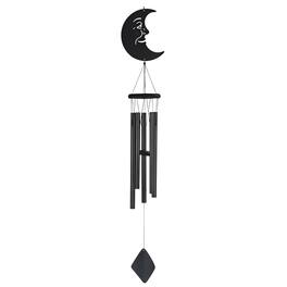 FC Design - 41" Long Wood Black Moon Wind Chime With 3 Metal Tubes Outdoor Patio or Garden Hanging Decoration - Multi-Color