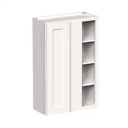 Boyel Living - 27-in W x 42-in H x 12-in D Shaker RTA Kitchen Corner Wall Cabinet with Soft-Close - White Shaker