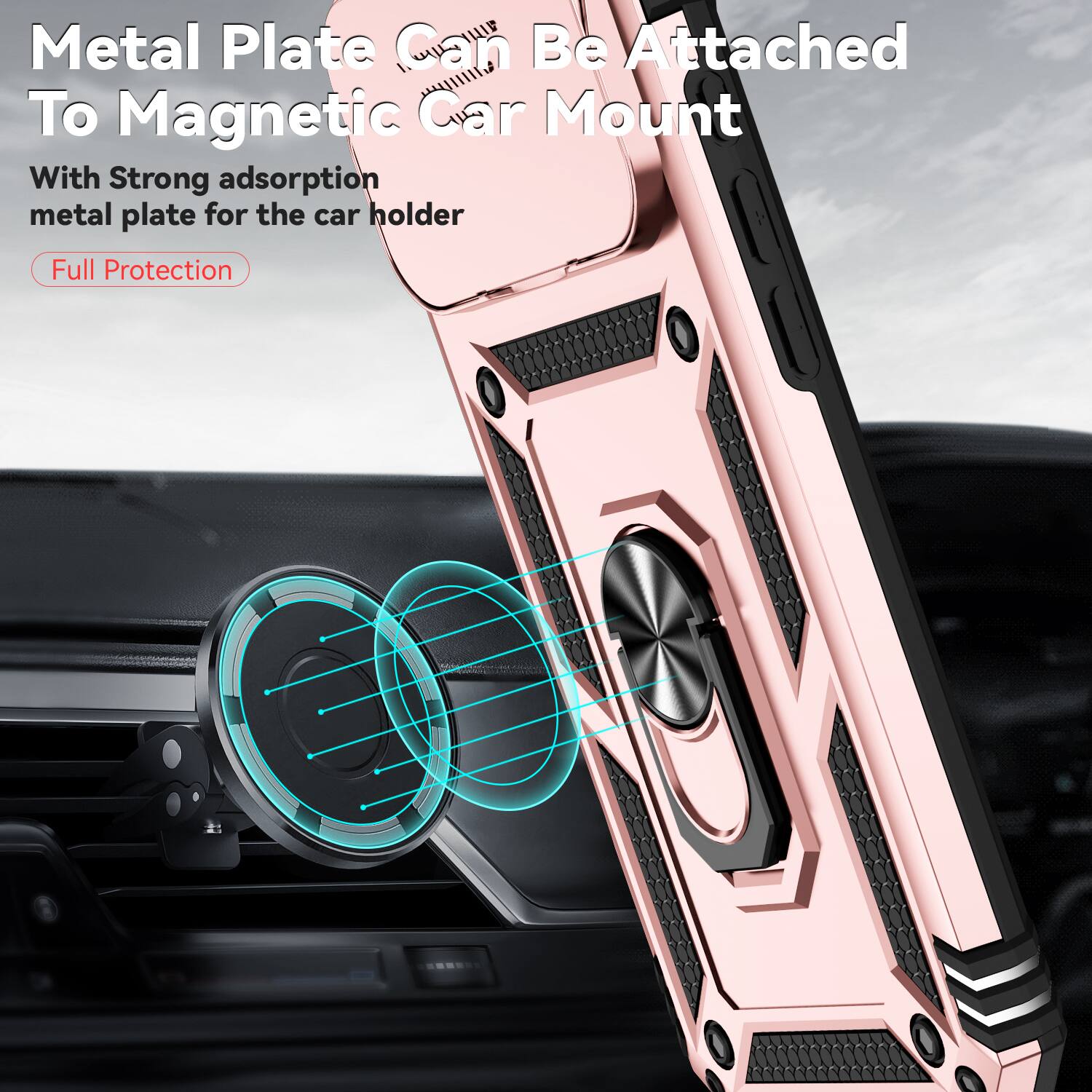 Metal Plate Can Be Attached To Magnetic Car Mount

With Strong adsorption metal plate for the car holder

Full Protection