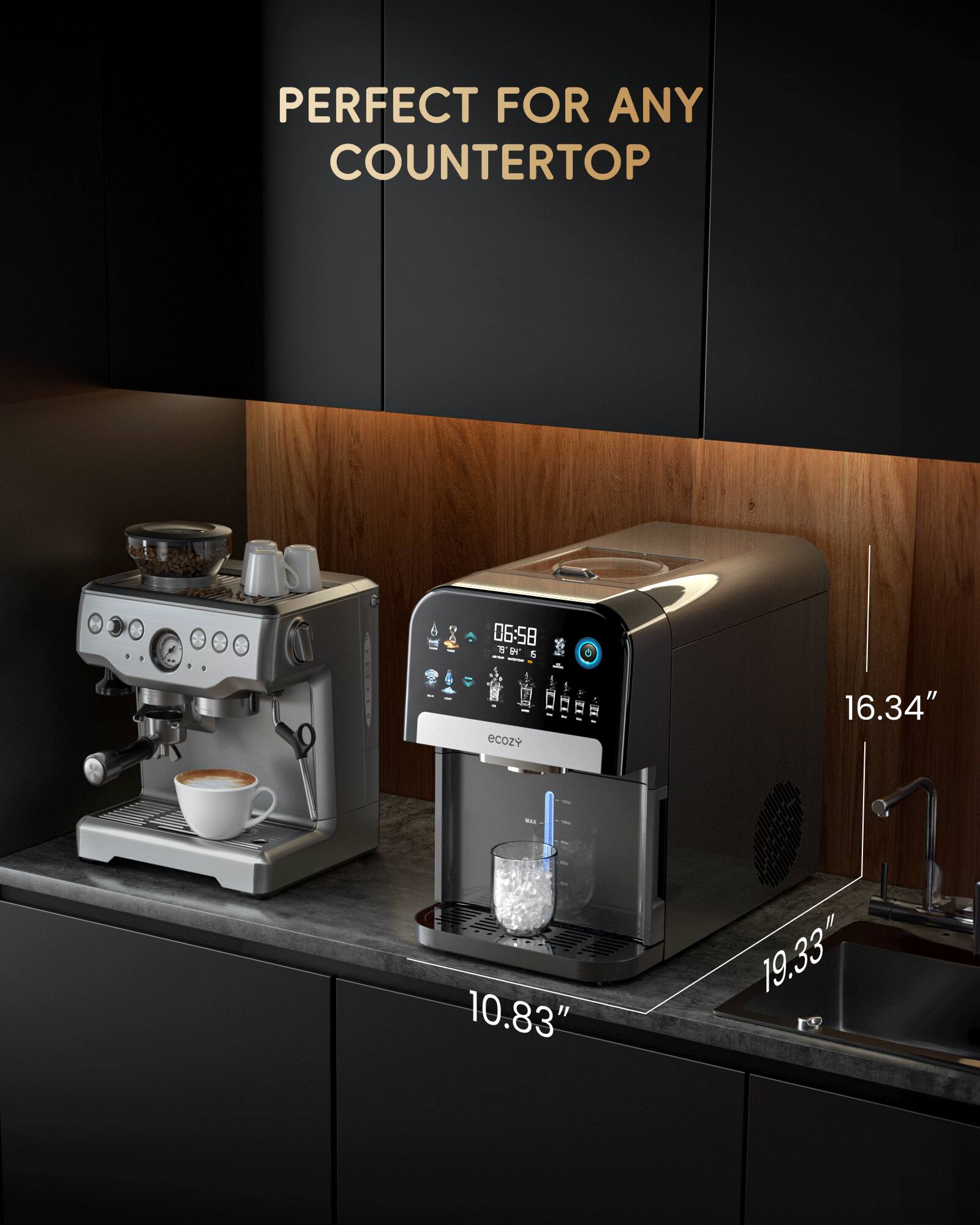 PERFECT FOR ANY COUNTERTOP - 06:58 - i  d ecozi 16.34" - 10.83" 19,33"