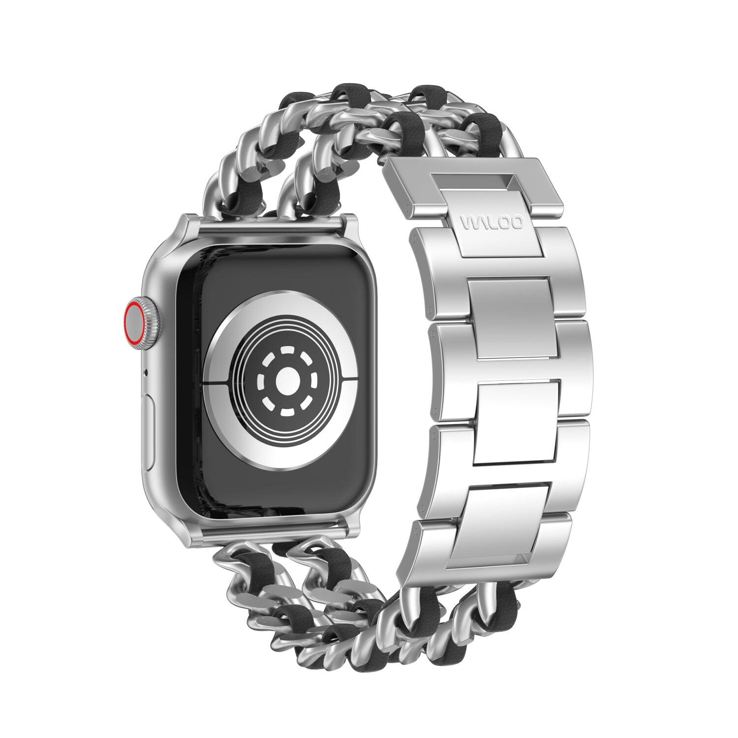 Alt View 3. Waloo - Waloo Leather Looped Band For Apple Watch - Rose Gold/White.