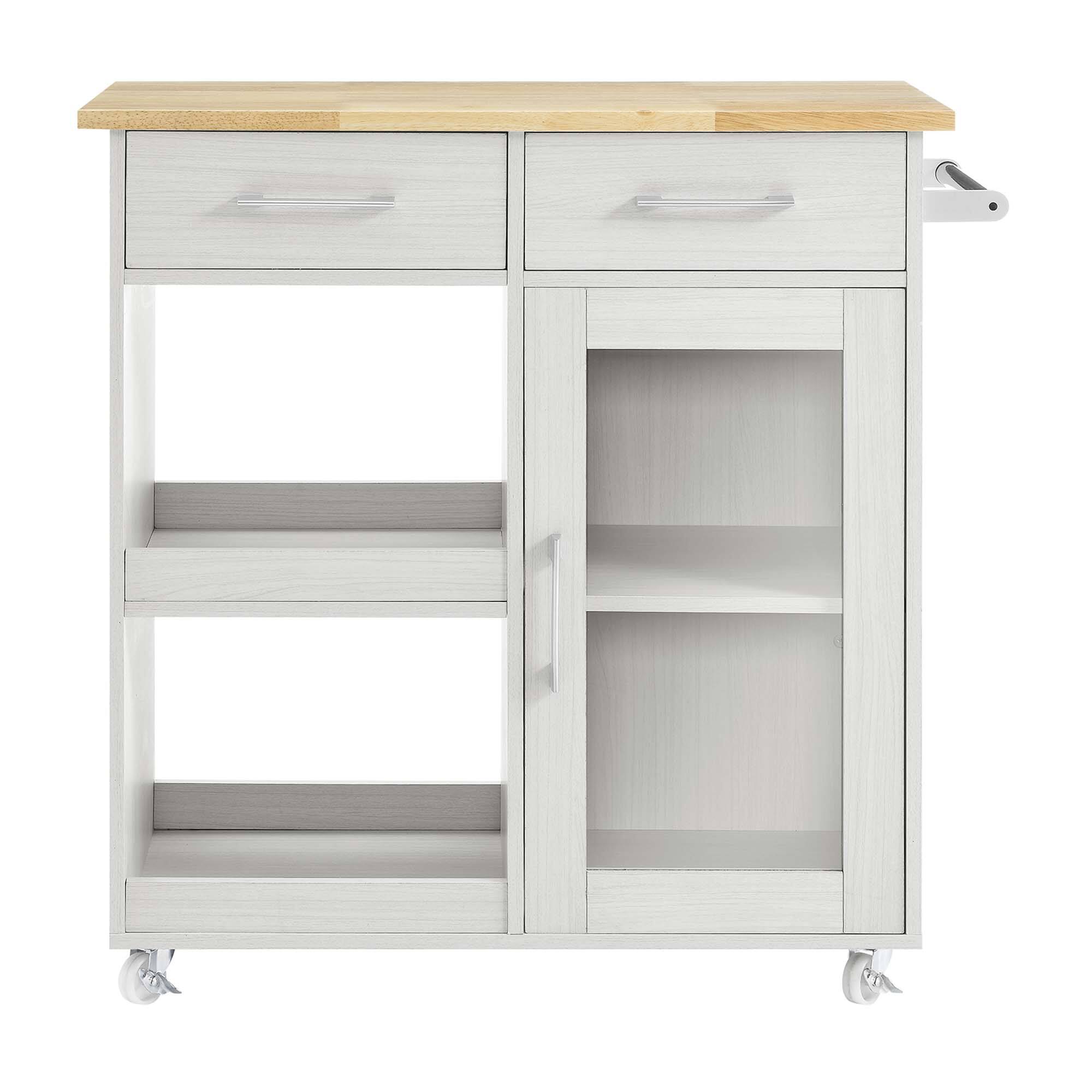 Alt View 4. Modway - Culinary Kitchen Cart With Towel Bar by Modway - White Natural.