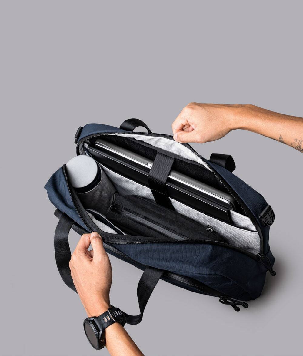 Alt View 6. ALPAKA - Bravo Brief 16 Inch Laptop Briefcase,Messenger Bag for Men and Women, Business Shoulder Bag for Work Travel - Moonlight Blue Axoflux 400D Ripstop Nylon.