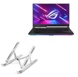 HongFei - Stand and Mount Compatible with ASUS ROG Strix Scar 17 (G733) - Compact QuickSwitch Stand, Portable Multi Angle Viewing - Metallic Silver
