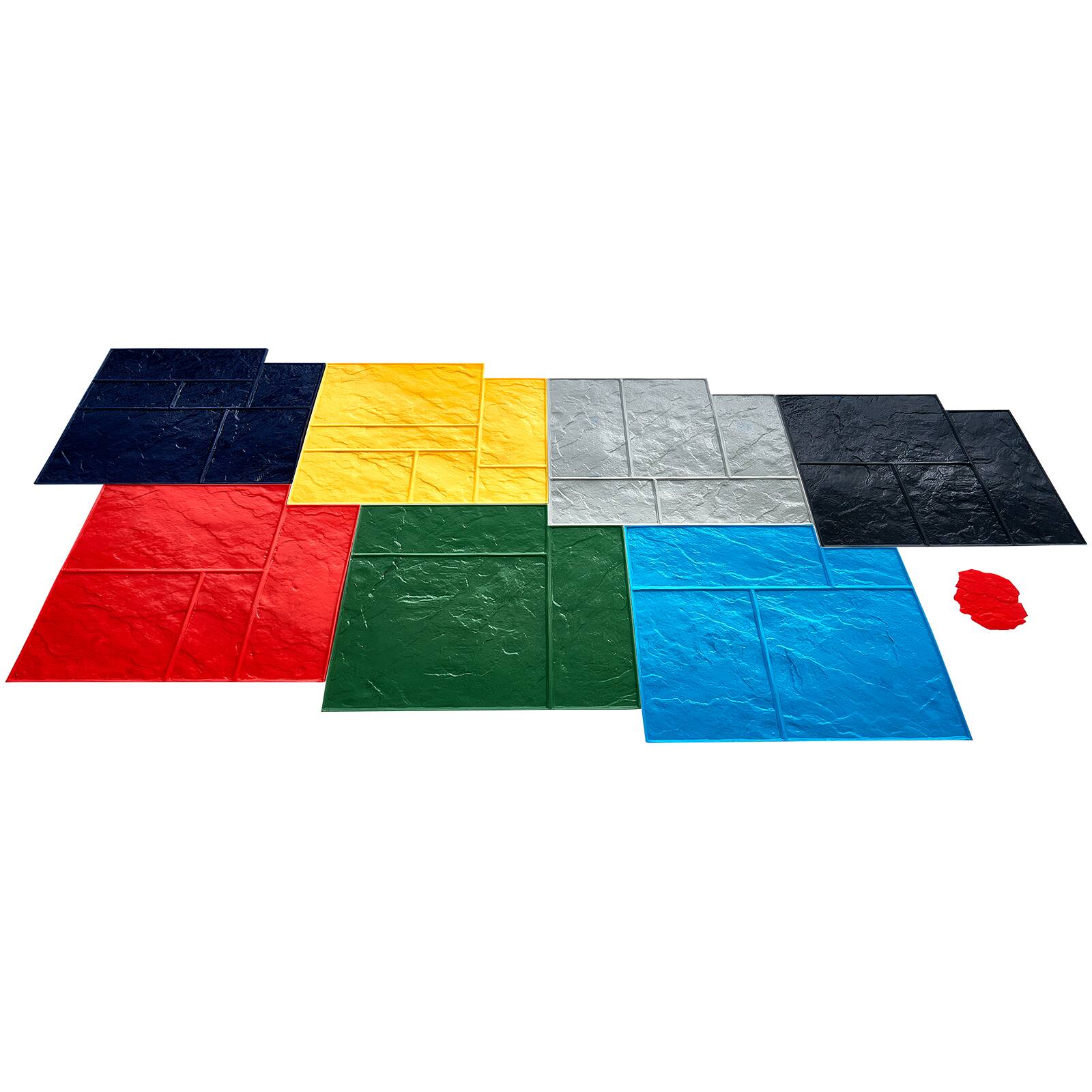 Alt View 5. VEVOR - Concrete Stamps Mat, 24 x 24 in, 7 pcsConcrete Texturing Skin Polyurethane Stamp Stone Tile Texture Mat - Multicolor.