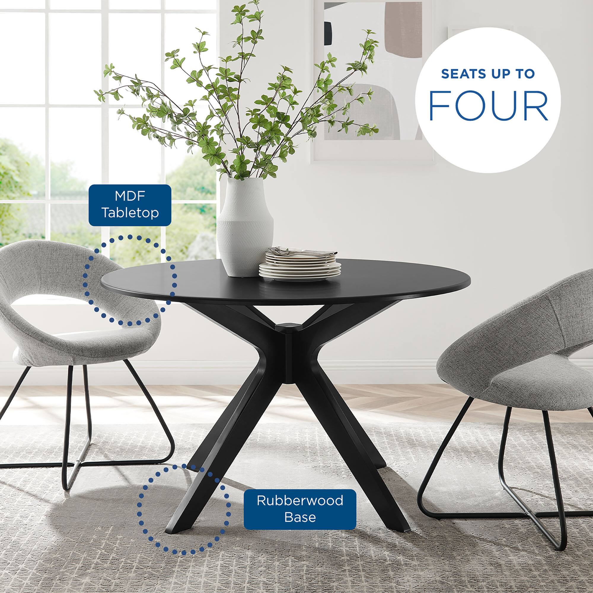 - Seats up to four
- MDF Tabletop
- Rubberwood Base