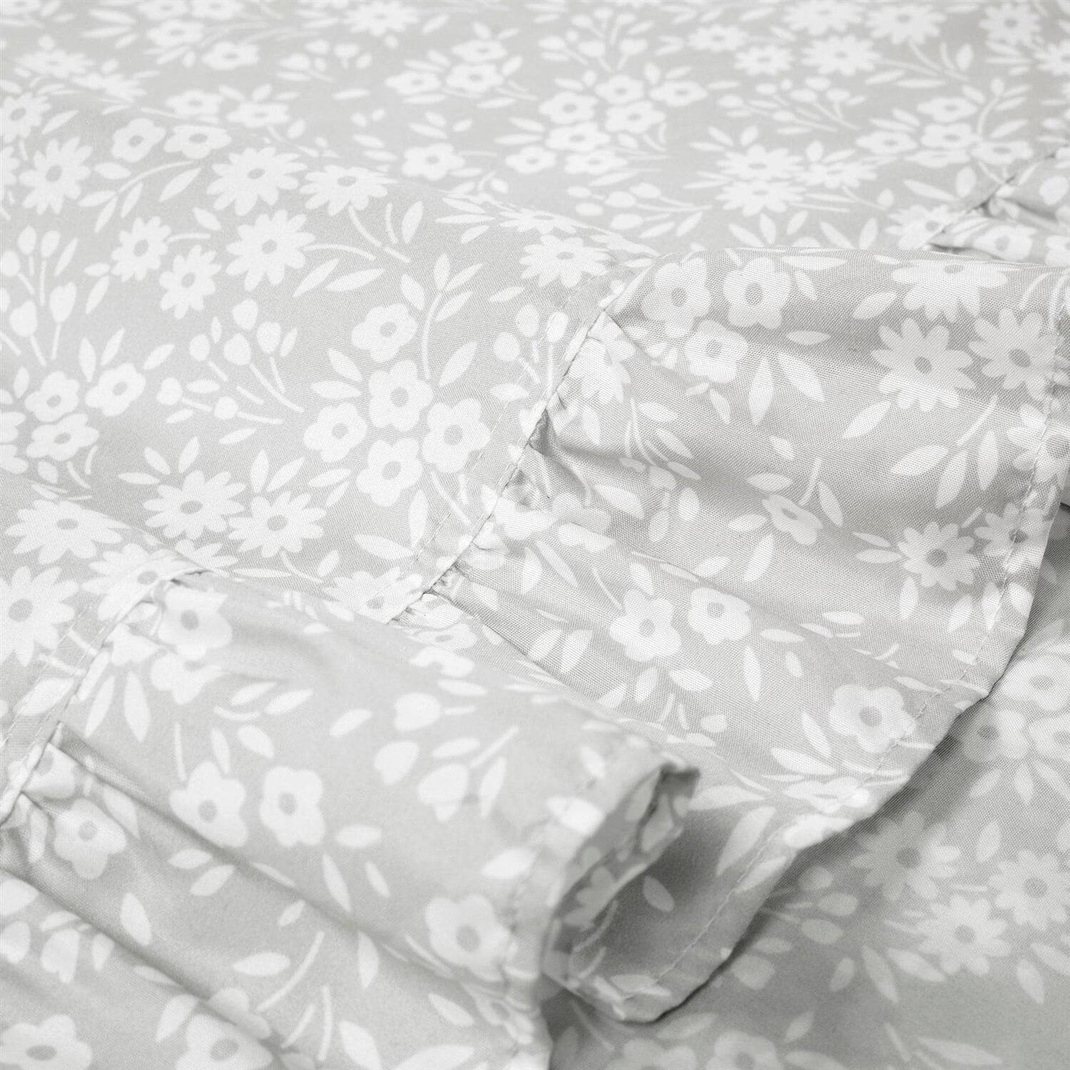 Back. Hivvago - King size Grey Ruffle Floral Polyester 6 Piece Sheet Set - Grey.