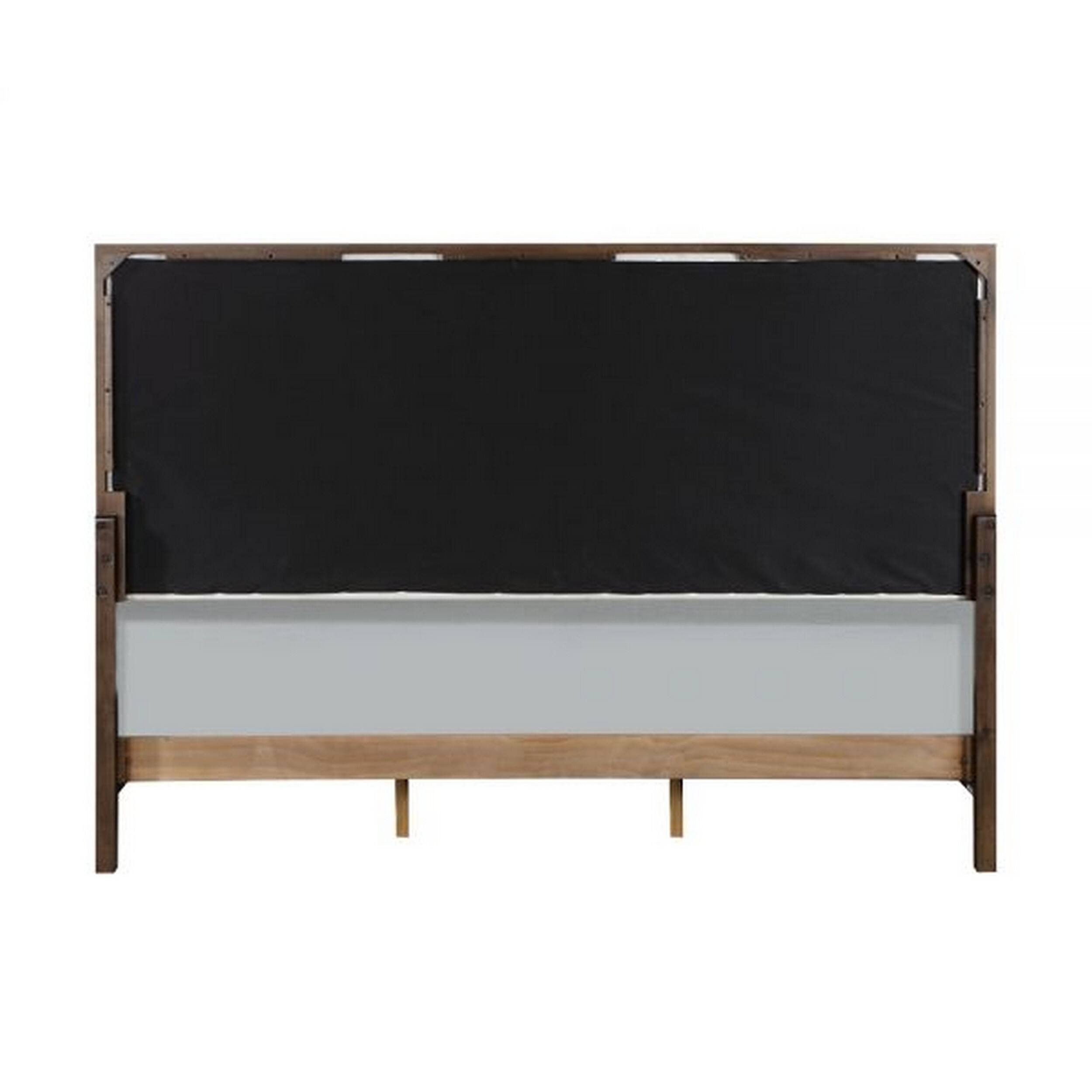 Alt View 3. Manhattan Lane - Aren Queen Bed, Light Gray Fabric Upholstery, Crisp White and Smooth Brown - Gray, White, Brown.
