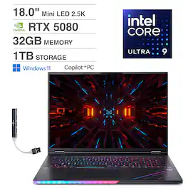 Acer - Predator Helios 18 AI Laptop WQXGA (Intel Ultra 9-275HX, 32GB DDR5, 1TB SSD, Win 11 Home) w/USB Hub - Abyssal Black