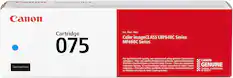 Canon
Cartridge 075
Cyan / Cian / Ciano
For: Pour: Para:
Color imageCLASS LBP640C Series
MF660C Series
For optimum print quality, we recommend using genuine Canon toner cartridges.
Pour une qualité d'impression optimale, nous recommandons d'utiliser des cartouches toner Canon authentiques.
Para una calidad de impresión óptima, le recomendamos utilizar cartuchos de toner Canon originales.
Para una mejor calidad de impresión, recomendamos que se utilicen cartuchos de toner Canon genuinos.
CANON
GENUINE
TONER, CARTRIDGE & PARTS